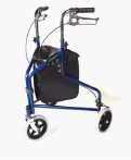 three wheeled walking frame with breaks