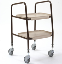 metal wheeled trolly with two trays